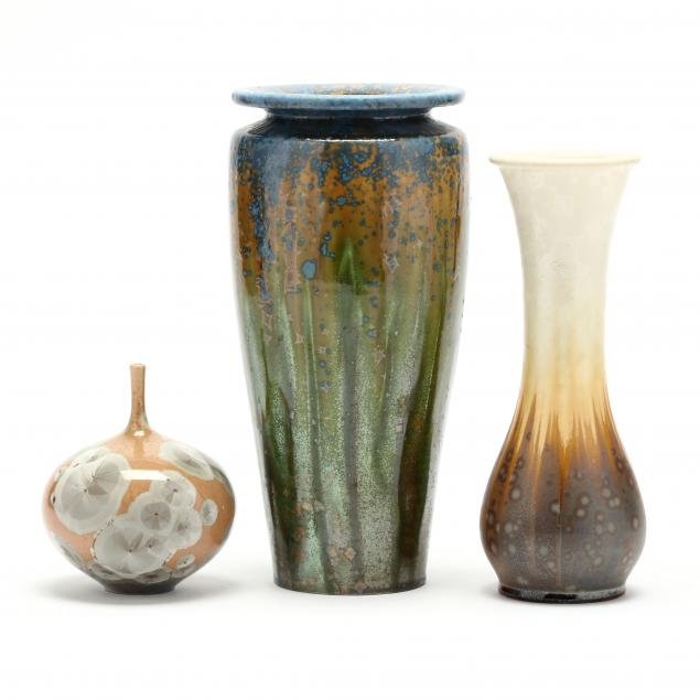 three-crystalline-vases-nc-pottery