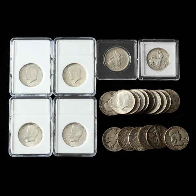 mixed-type-and-grade-grouping-of-twenty-five-25-90-silver-half-dollars