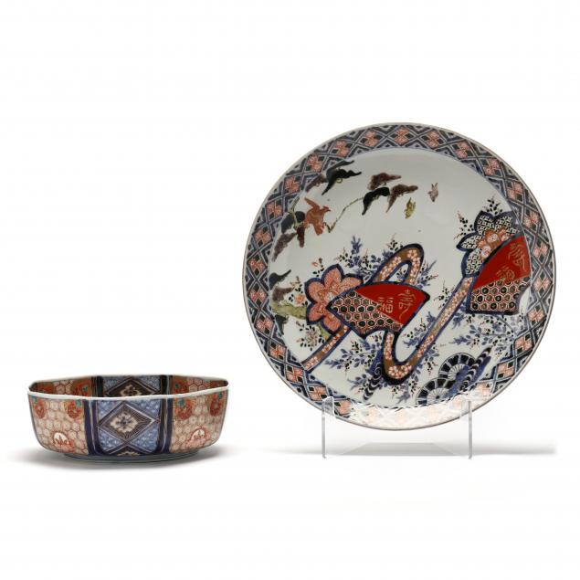 a-japanese-porcelain-imari-center-bowl-and-large-charger