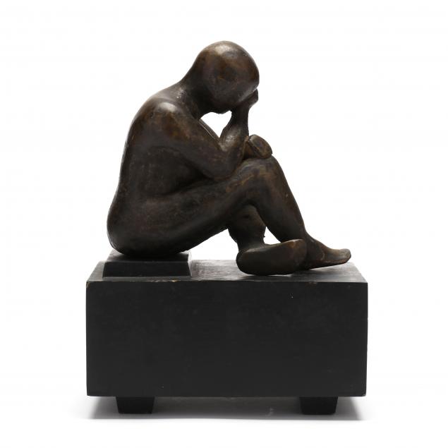 dan-welz-nc-1934-2021-seated-woman-bronze-sculpture