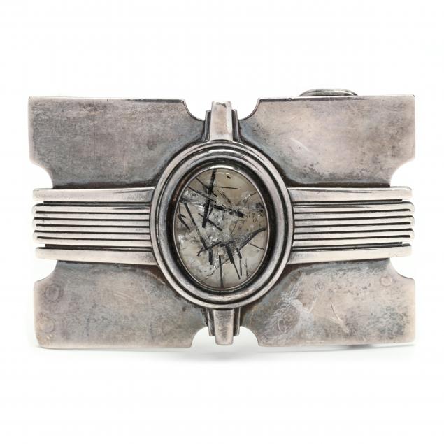 sterling-silver-and-tourmalated-quartz-belt-buckle