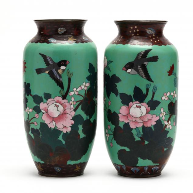 a-pair-of-asian-bird-and-flower-cloisonnne-vases