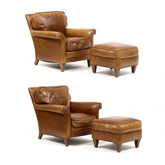 pair-of-contemporary-leather-club-chairs-and-ottomans