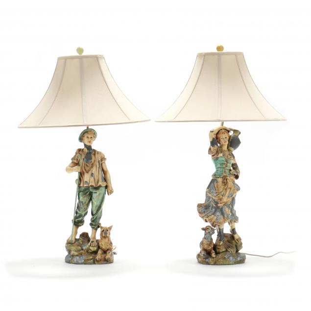 vintage-pair-of-french-painted-spelter-table-lamps