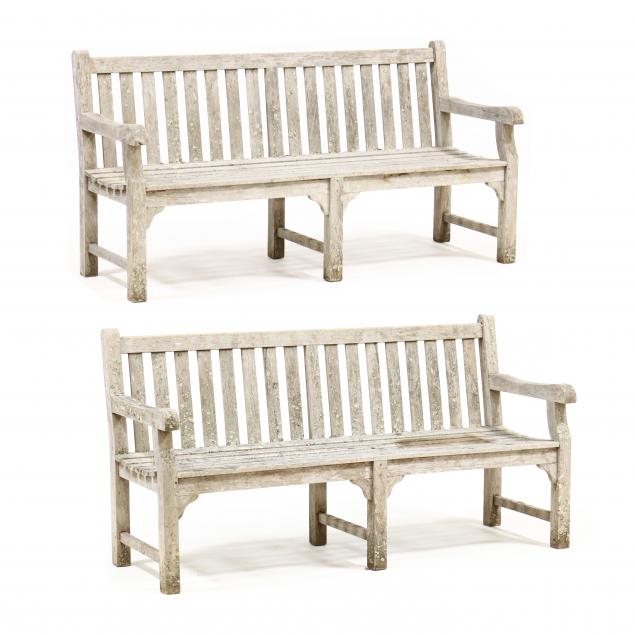pair-of-teak-garden-benches