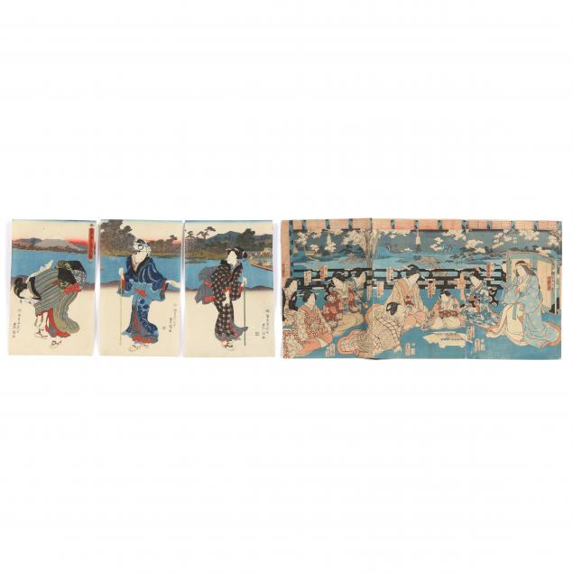 utagawa-kunisada-japanese-1786-1865-two-woodblock-print-triptychs