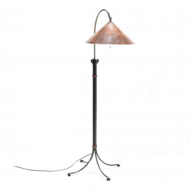 arts-and-crafts-style-hand-wrought-copper-and-iron-floor-lamp
