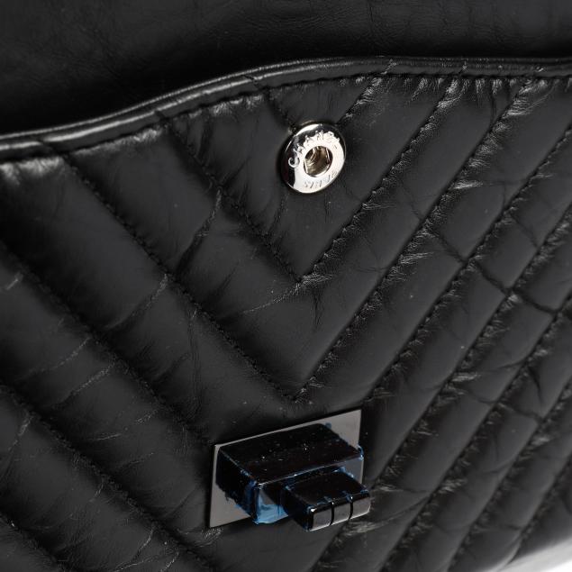 Chanel So Black Chevron Quilted Aged Calfskin Medium 2.55 Reissue