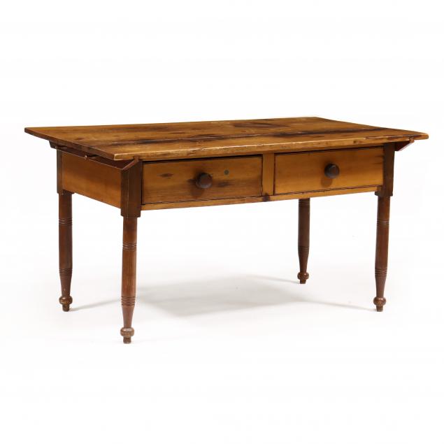 antique-southern-two-drawer-pin-top-table