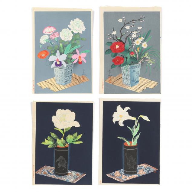 bakufu-ohno-japanese-1888-1976-woodblock-prints-of-flower-arrangements