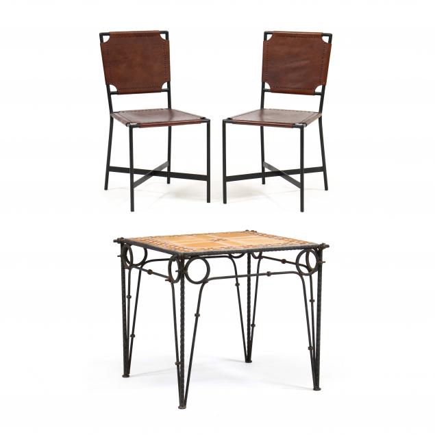 contemporary-iron-and-terra-cotta-table-and-two-chairs