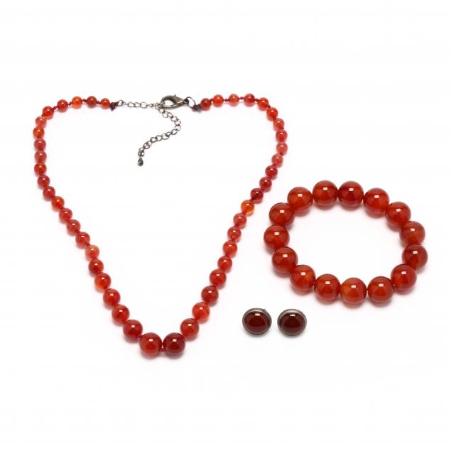 carnelian-bead-necklace-bracelet-and-earrings