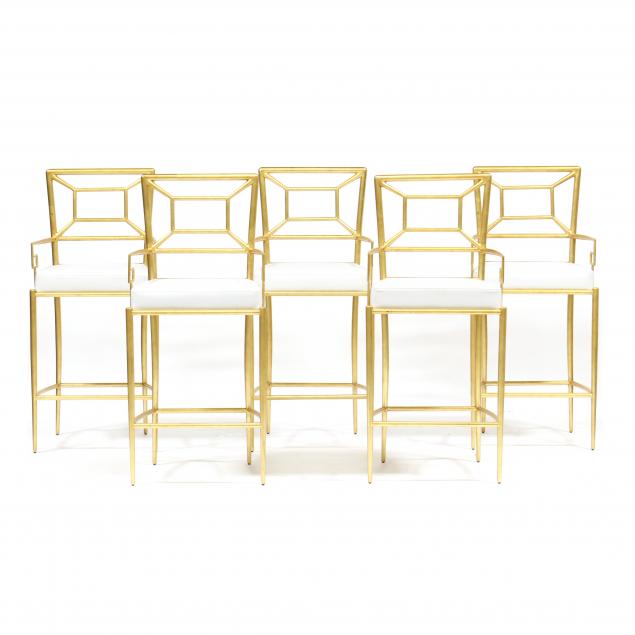 set-of-five-contemporary-gold-leaf-bar-stools
