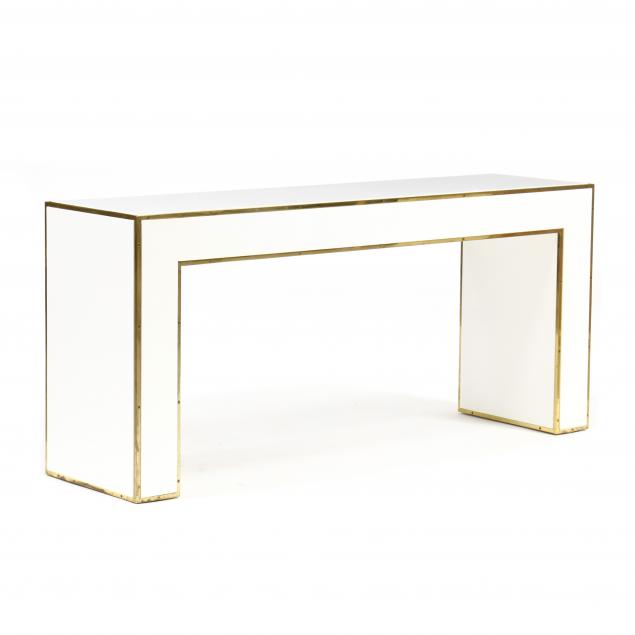 modern-history-white-lacquer-and-brass-parsons-table