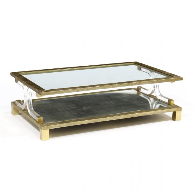 large-modern-brass-and-lucite-coffee-table