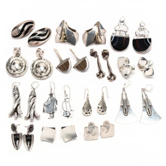 fourteen-pairs-of-silver-earrings
