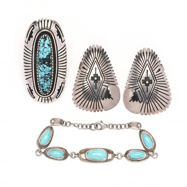 three-southwestern-sterling-silver-jewelry-items