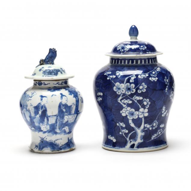 two-chinese-blue-and-white-porcelain-jars-with-covers