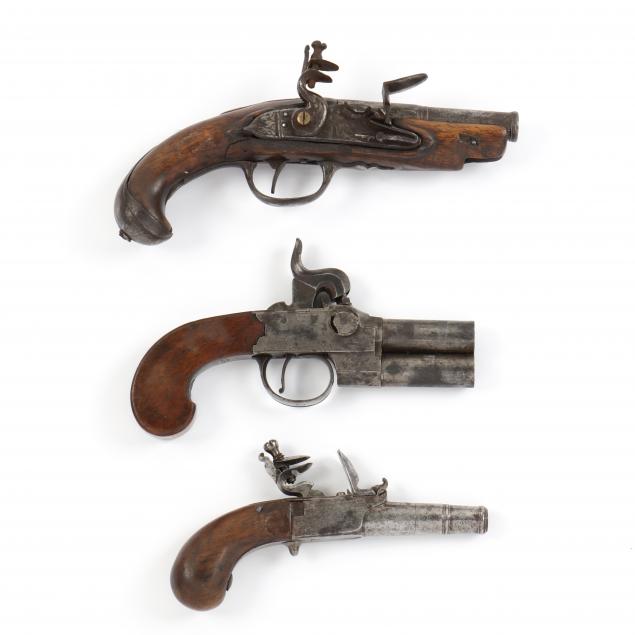 double-barrel-derringer-pistol-and-two-flintlock-pocket-pistols