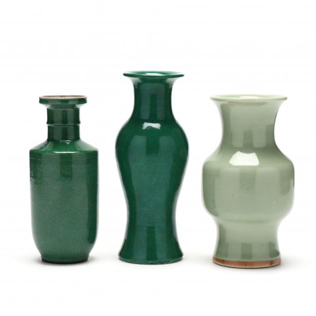 three-chinese-monochrome-green-vases