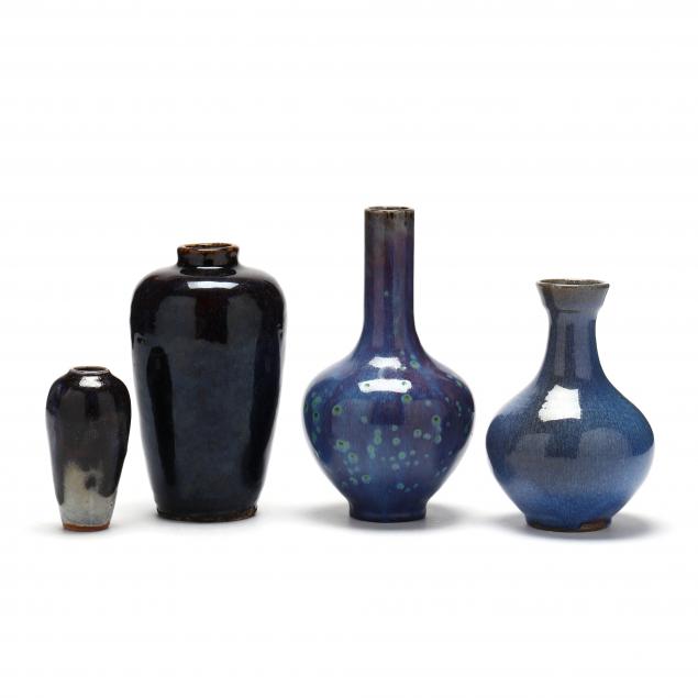 four-blue-glazed-pottery-vases-including-vernon-owens-seagrove-nc-b-1941