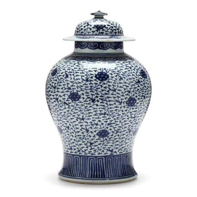 a-large-chinese-blue-and-white-porcelain-temple-jar-with-cover