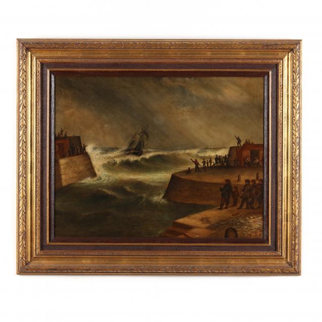 antique-scottish-school-painting-of-a-fraserburgh-maritime-scene