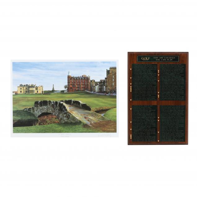 st-andrews-lithograph-and-top-100-places-to-play-golf-plaque