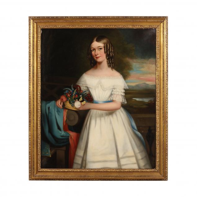 american-school-mid-19th-century-portrait-of-a-girl-with-basket-of-flowers