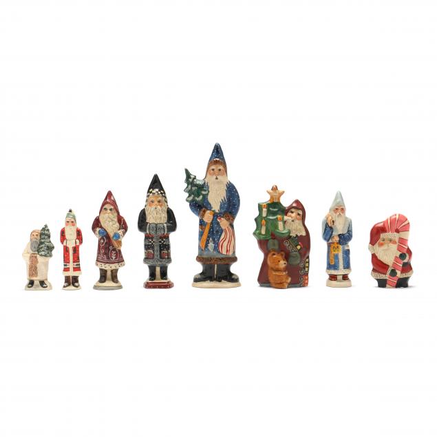 selection-of-eight-small-vaillancourt-santa-figures