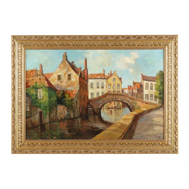 a-vintage-continental-school-painting-of-a-canal-scene
