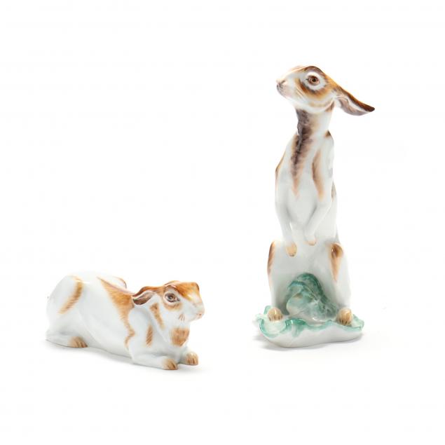 two-meissen-porcelain-hares