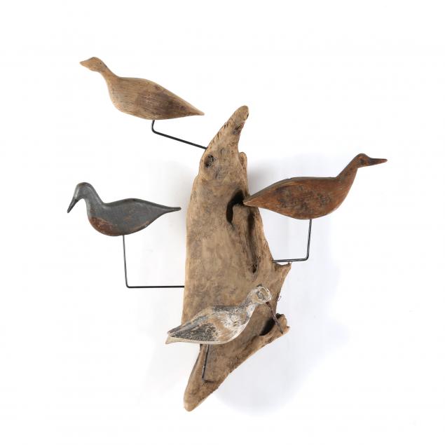 published-core-sound-shorebird-decoys-mounted-on-driftwood