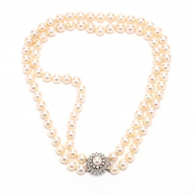 double-strand-pearl-choker-with-white-gold-pearl-and-diamond-clasp