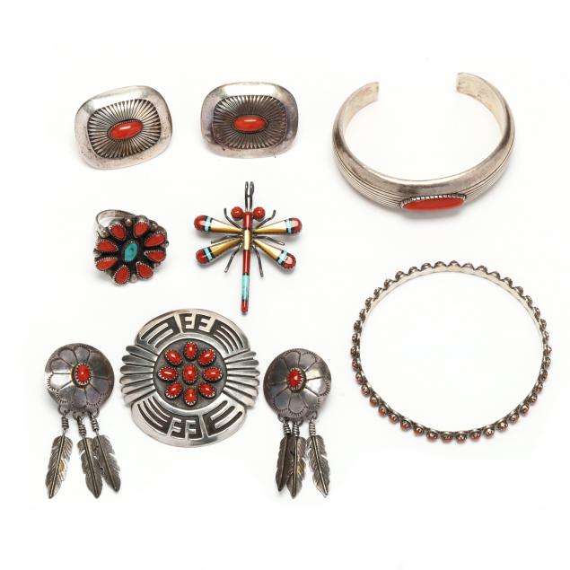 southwestern-silver-and-coral-jewelry-items