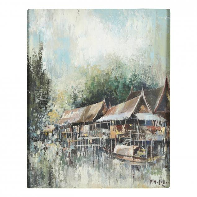 m-l-poum-malakoul-thai-french-1910-1973-i-thai-water-village-scene-i