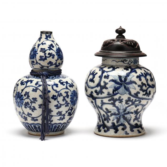 two-chinese-blue-and-white-lotus-porcelain-vases