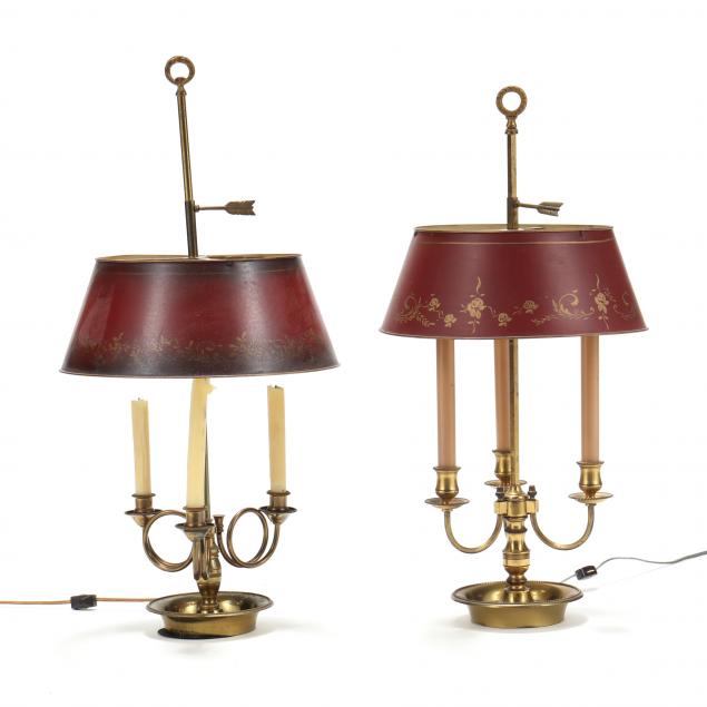 two-vintage-gilt-brass-bouillotte-lamps-with-tole-shades