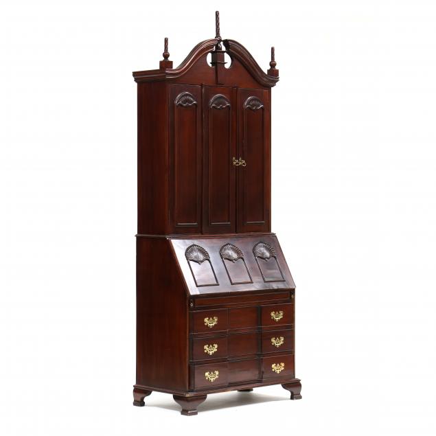 chippendale-style-mahogany-bureau-bookcase
