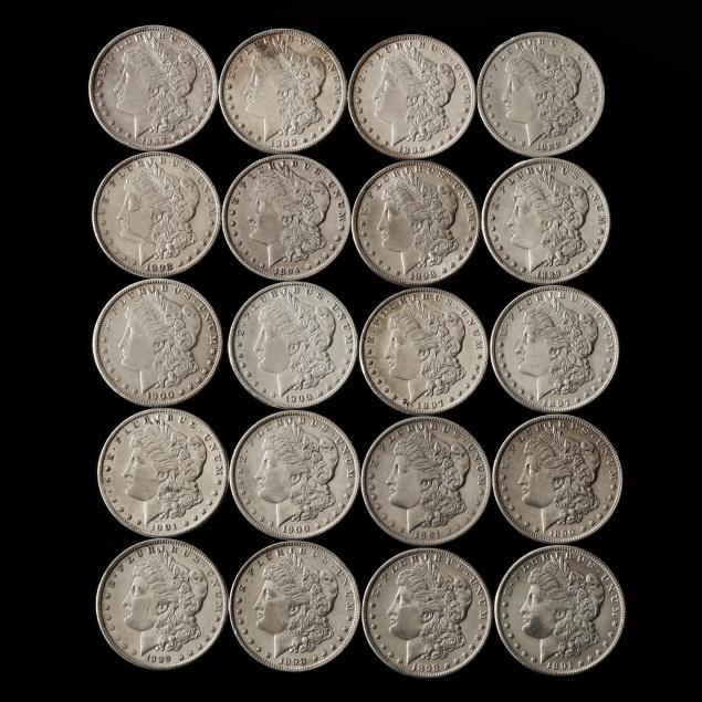 roll-of-twenty-20-lightly-circulated-morgan-silver-dollars
