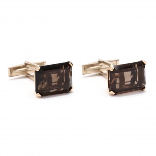 gold-and-smoky-quartz-cufflinks