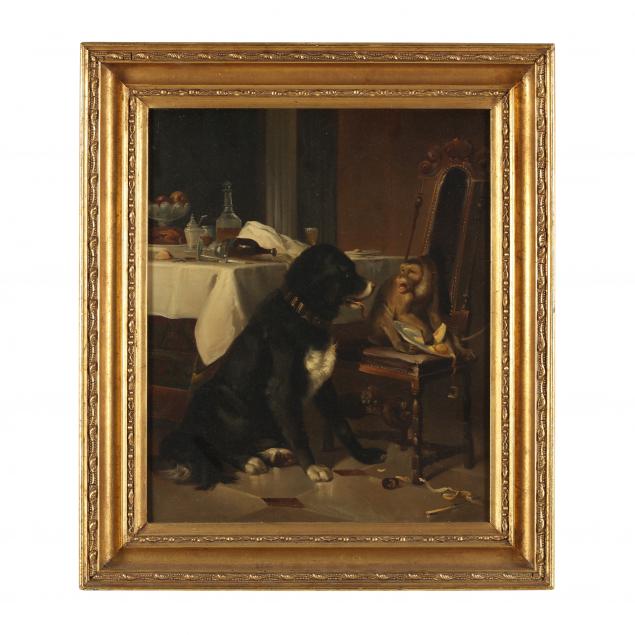 antique-dutch-school-still-life-painting-with-dog-and-monkey