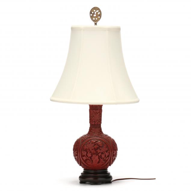 A Chinese Red Cinnabar Lacquer Lamp Lot 20 November Estate AuctionNov 3 2022 9 00am