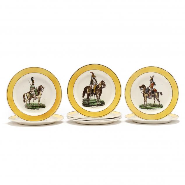 set-of-eight-plates-depicting-combatants-of-the-napoleonic-era