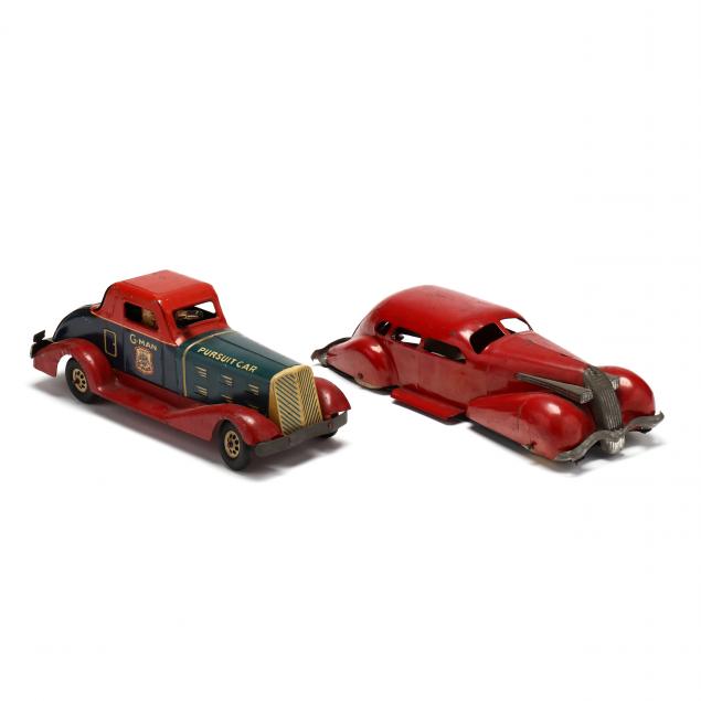 two-vintage-pressed-steel-toy-cars