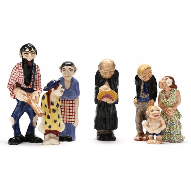 brayton-pottery-laguna-california-six-figurines-i-hillbilly-shotgun-wedding-i