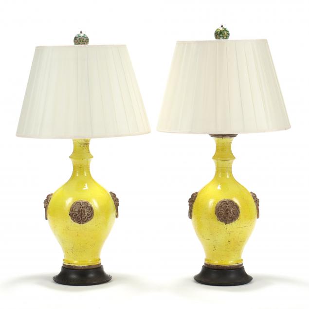 attributed-ugo-zaccagnini-pair-of-vintage-yellow-glazed-table-lamps