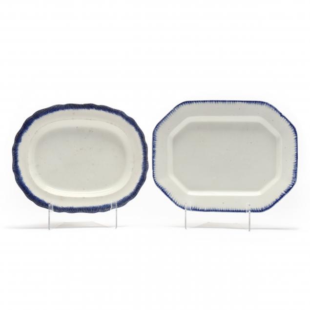 two-antique-blue-feather-edge-platters