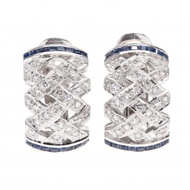 white-gold-diamond-and-sapphire-earrings