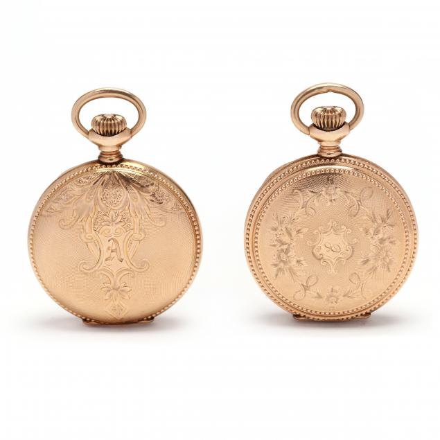 two-antique-gold-lady-s-hunter-case-pocket-watches-elgin